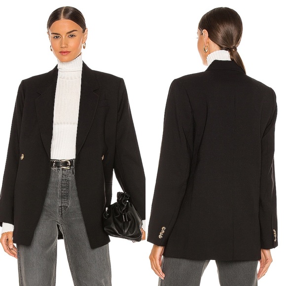 ANINE BING Oversized Double Breasted Classic Wool Kaia Blazer in Black Sz XS - Picture 6 of 9